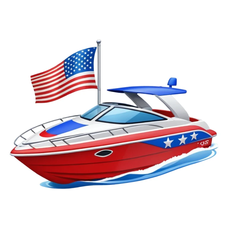Sport water boat with American flag sticker