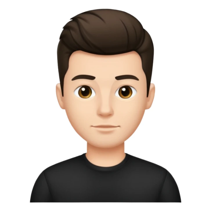 a guy with pompador haircut, clean look wearing black shirt sticker