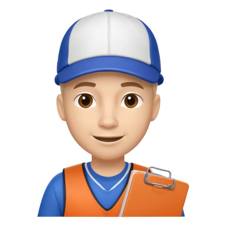 cute basketball coach portrait, head and shoulders only, whistle, cap, clipboard strap, confident smile, 3D cartoon, mobile game icon style, clean background, no text, no watermark
 sticker