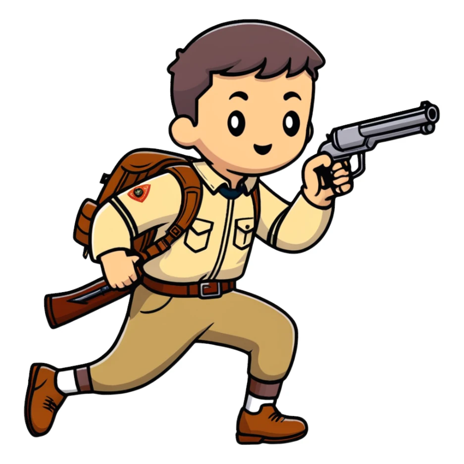 Scout character from Team Fortress 2 running with scattergun sticker