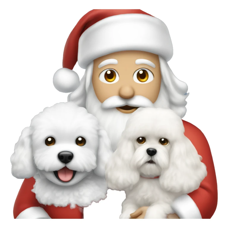 Caucasian Santa holding a white bichon sticker
