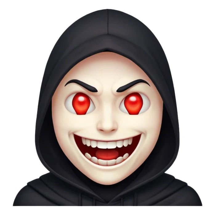 black hood red glowing eyes evil laugh sticker