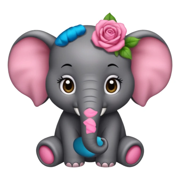 Un bébé éléphant tout rose avec des cheveux noirs sticker