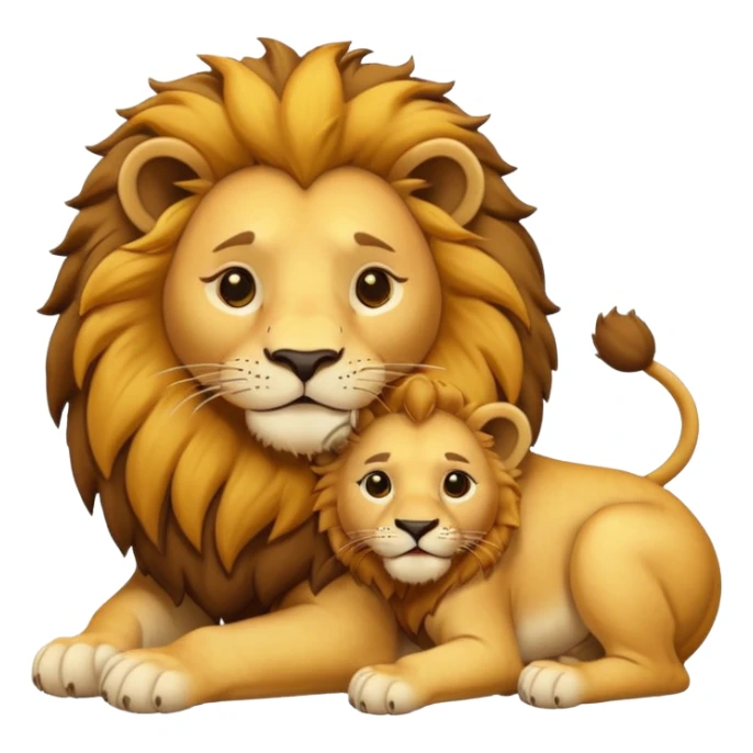 lion with a  cub playing gif sticker