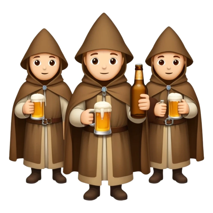 group of medieval pilgrims with cloaks and beer bottles sticker