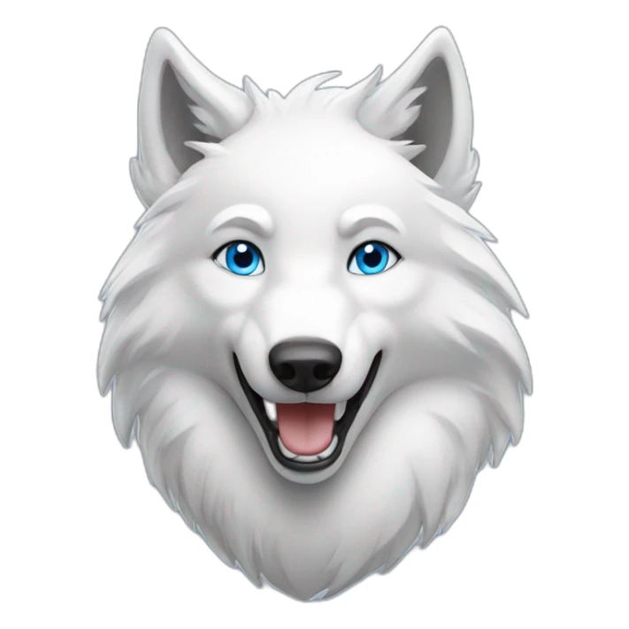 Happy White Wolf blue eyes short hairs sticker