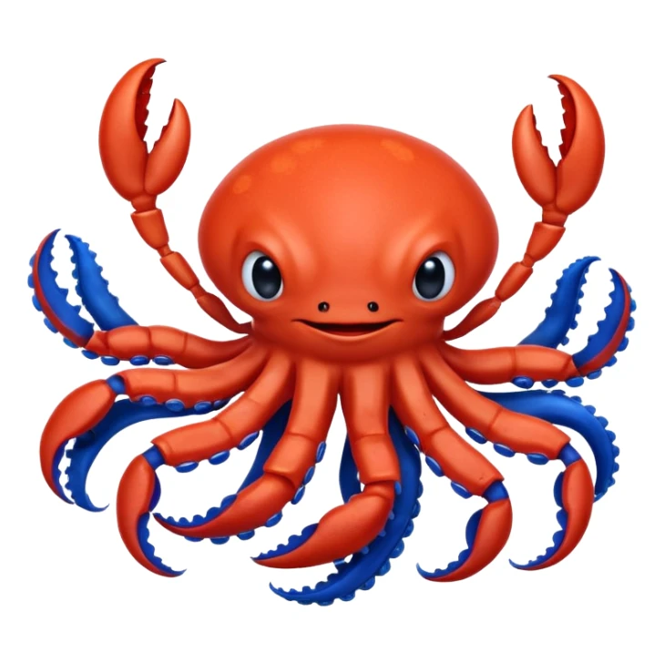 a red crab with two claws and a blue octopus are friends sticker