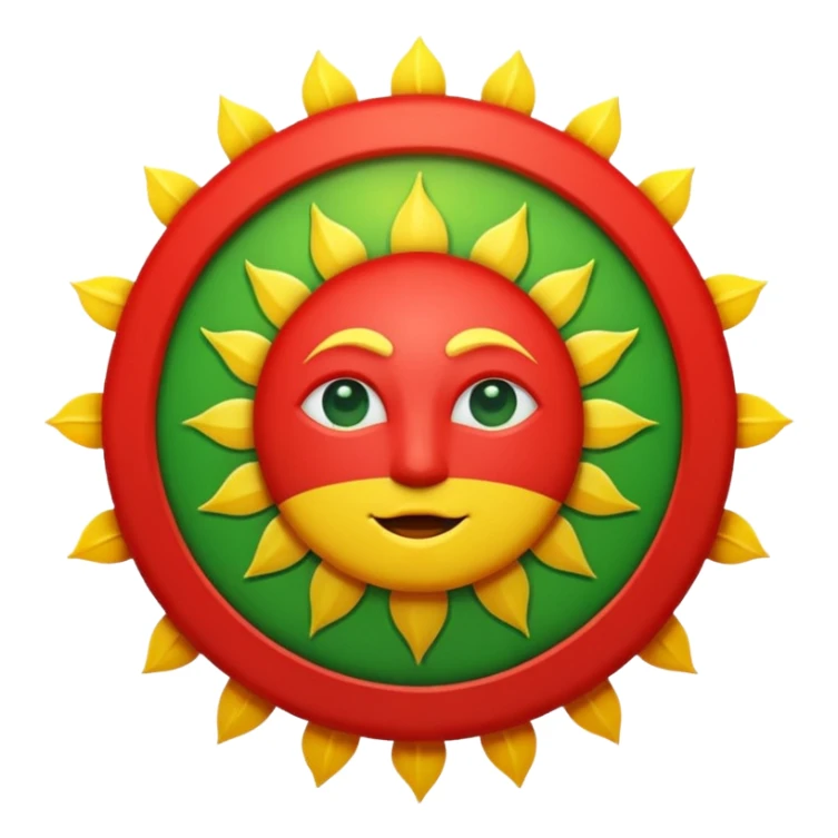 Oben rot Mitte weiß mit einer Sonne unten grün sticker