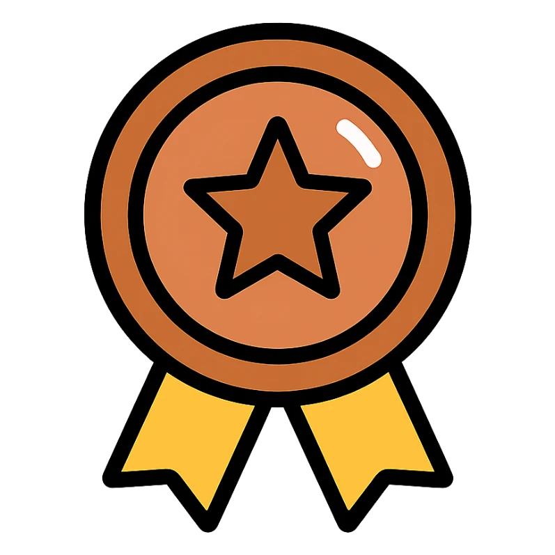 bronze medal icon, shiny bronze, minimal design, rating symbol sticker