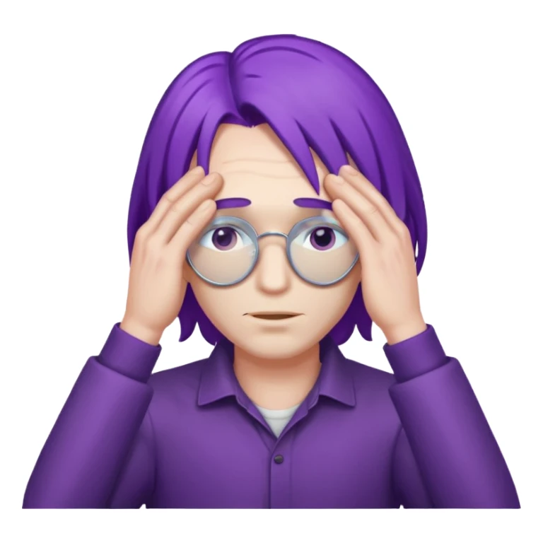 men with purple hair which cover eyes sticker