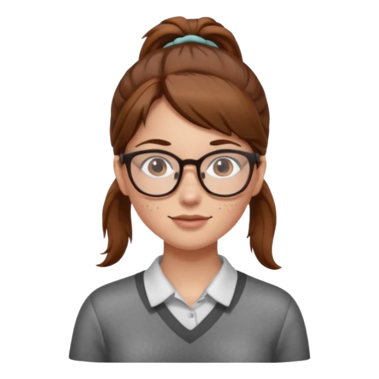 brown haired Ponytail Girl with Glasses sticker
