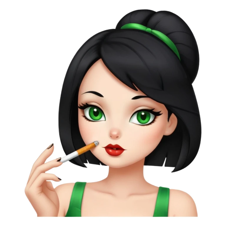 sexy smoking bunny black hair green eyes sticker