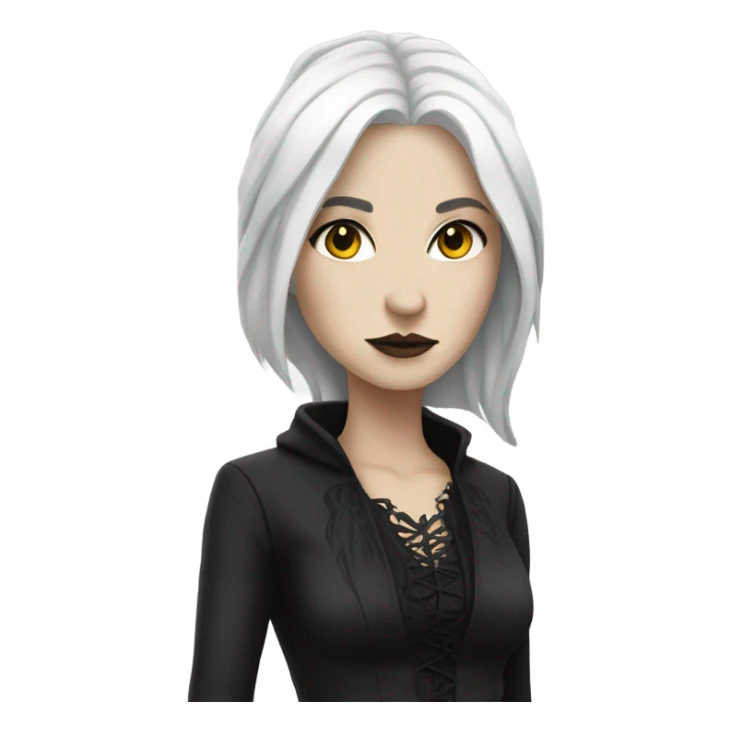 White skin, white hair, gothic clothes woman  sticker