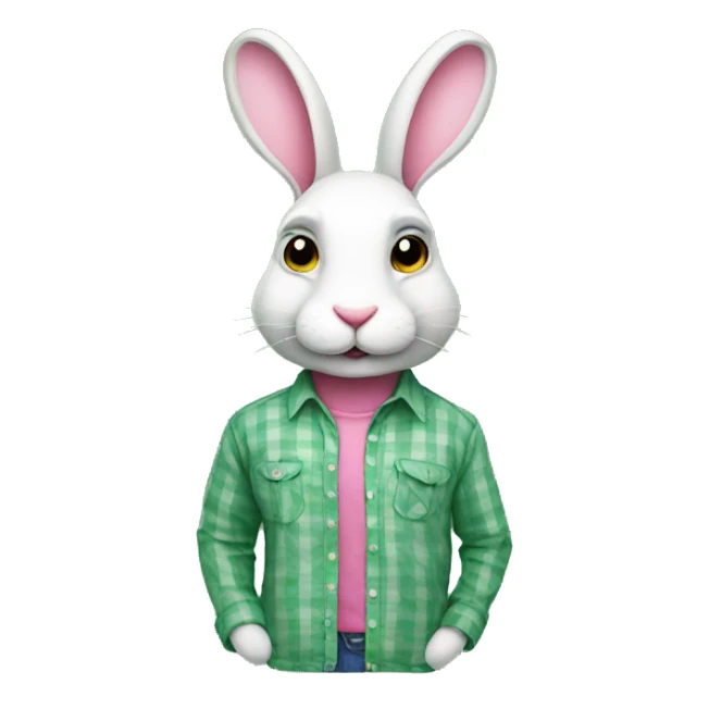 rabbit wearing shirt green and pink sticker