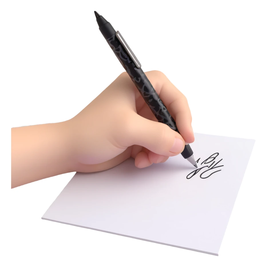 A hand holding a pen, aggressively scribbling on a piece of paper. The pen is clearly visible. The paper is filled with random black scribbles, so dense that most of it looks nearly black sticker