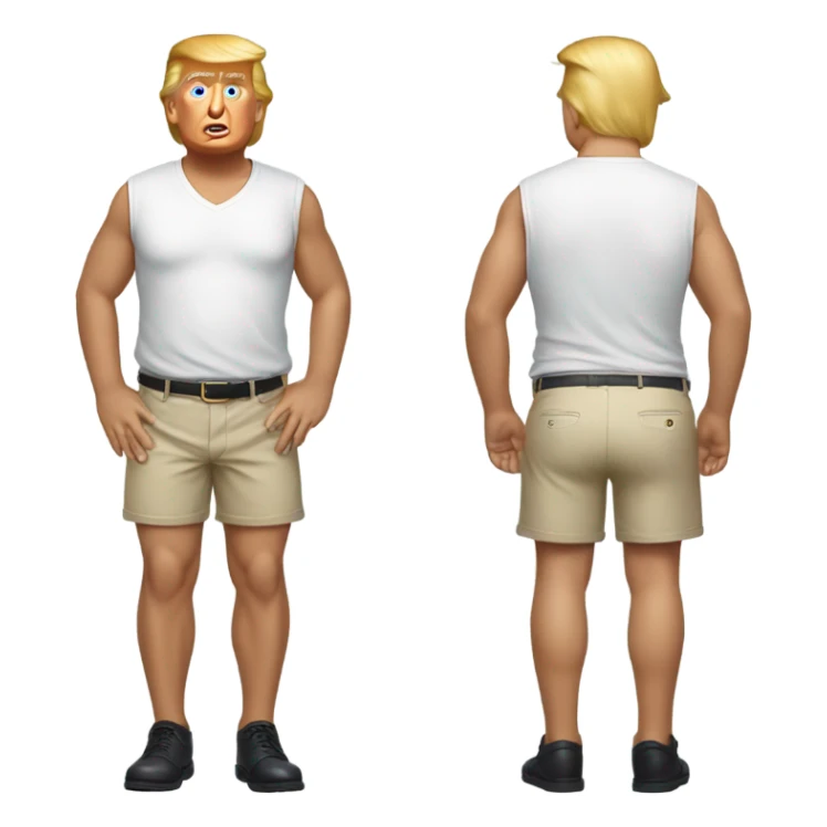 fit donald trump in shorts, front and back sticker