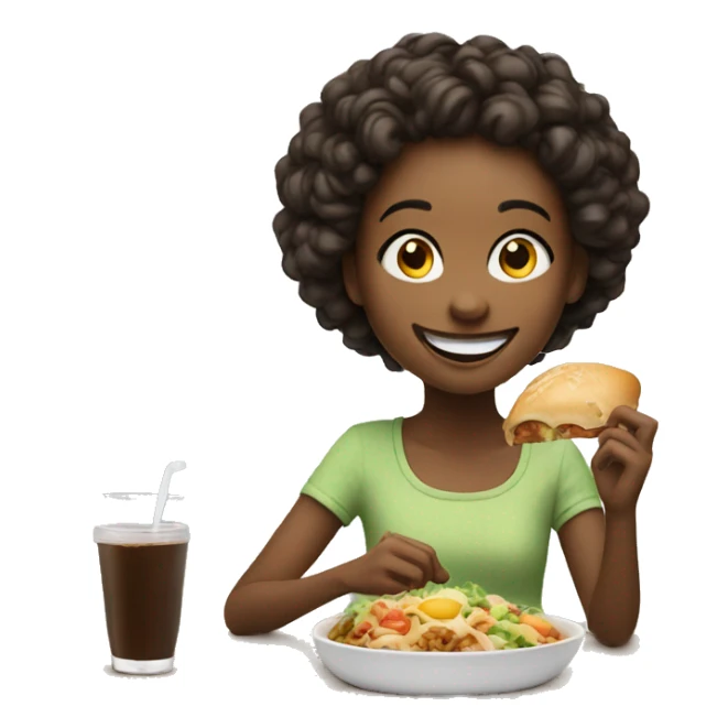 smiling girl enjoying her meal sticker