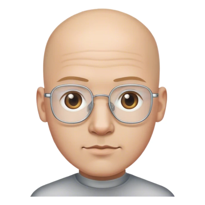 bald male groom with rectangle silver metal wire frames sticker