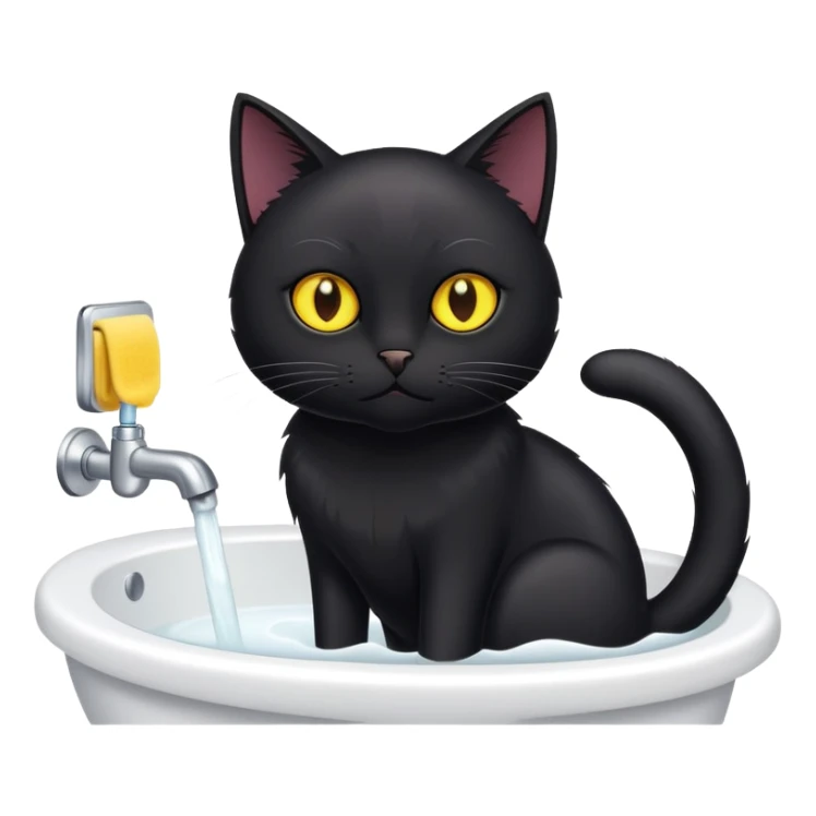 Gato negro en el baño sticker