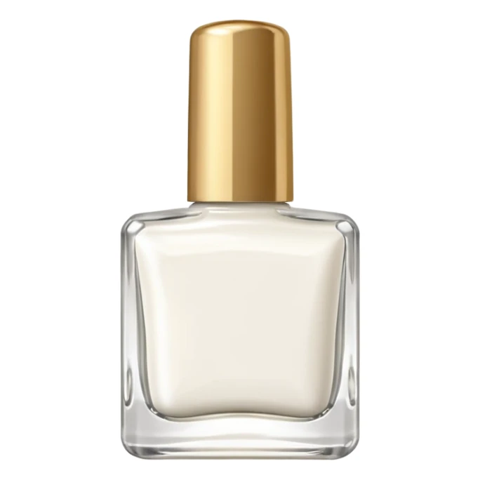 White nail polish in a square bottle with gold lid  sticker