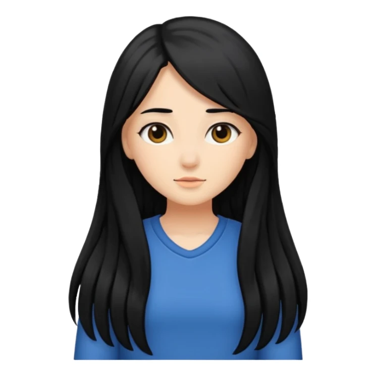 long hair girl but with black hair sticker
