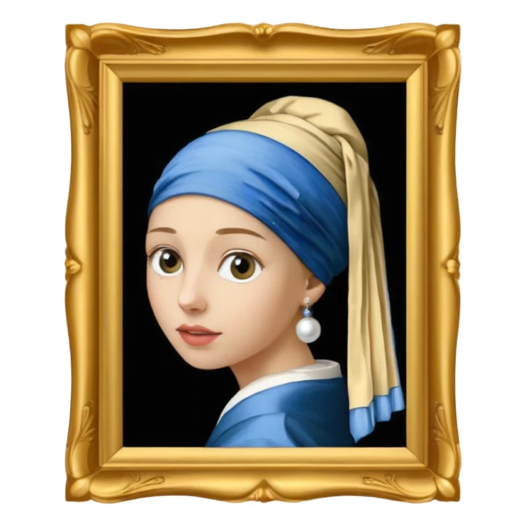 Girl with a Pearl Earring painting with frames sticker