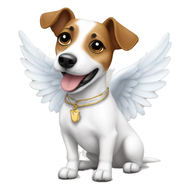 a Jack Russel dog with angel wings happy sticker