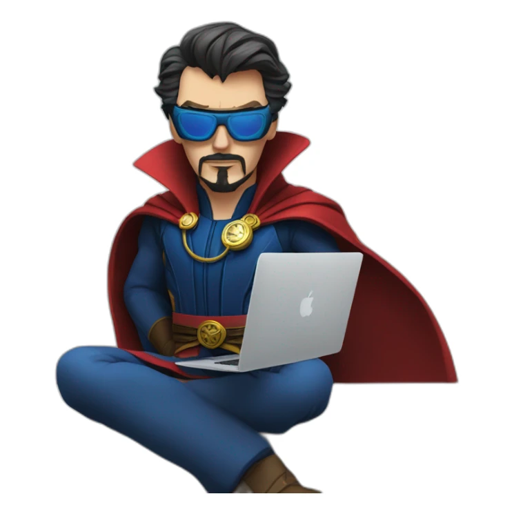Doctor Strange with macbook and power glasses sticker