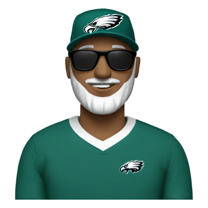 Bald guy black and grey beard wearing Philly eagles cap shirt and sunglasses  sticker