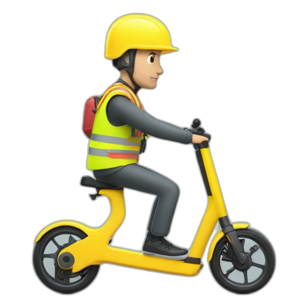 xiaomi trottinette electrique bald man with yellow safety vest sticker