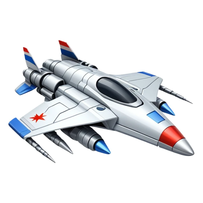 Futuristic war spaceship with Russian flag colors, sleek design sticker
