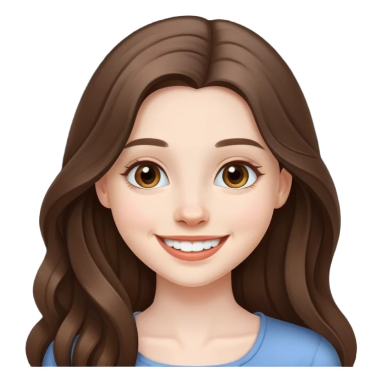 beautiful pale brunette girl with long hair laughing  sticker