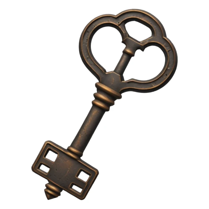 iOS style emoji, minimal ancient key, dark fantasy sticker