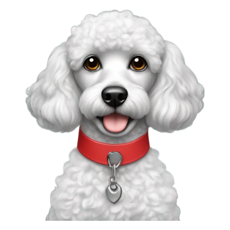Black poodle red collar little white on chest sticker