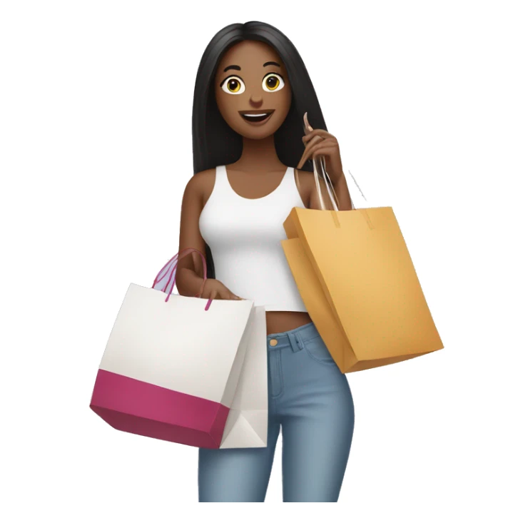 white influencer taking selfie with a shopping bag sticker