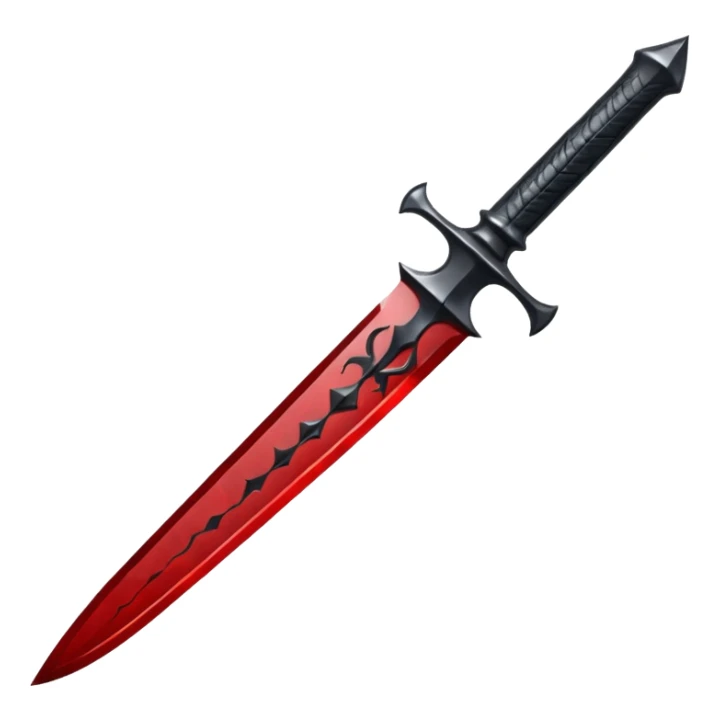 iOS emoji, dark fantasy dagger, obsidian blade, runes, blood drop, clean render, minimalism sticker