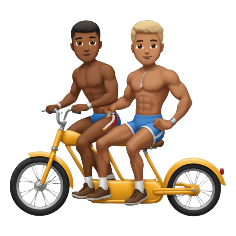 Black big men without shirt riding an old small bike sticker