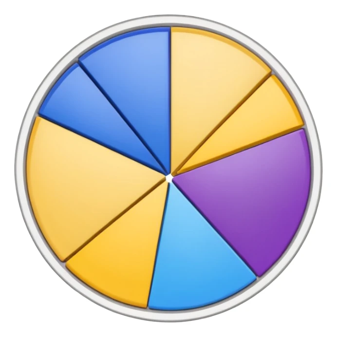 A pie chart with purple, yellow and blue colors only sticker