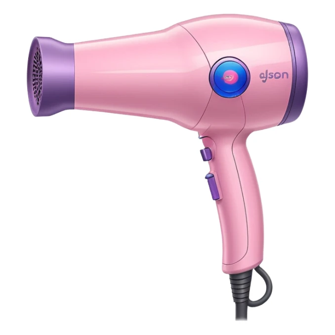 pastel pink Dyson hair dryer with visible streams of air sticker
