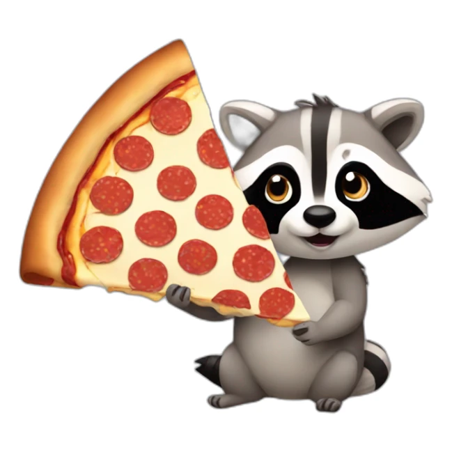 raccoon eating a slice of pizza sticker