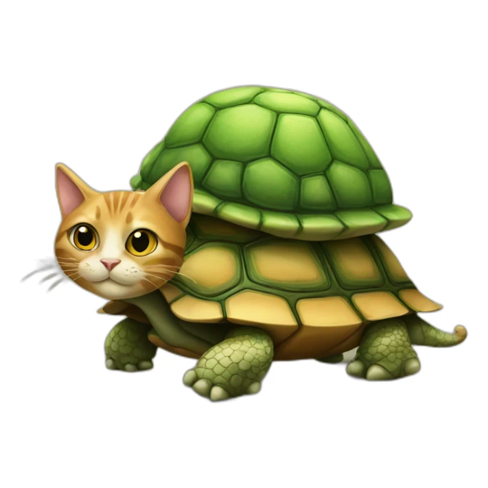 A cat on top of a turtle sticker