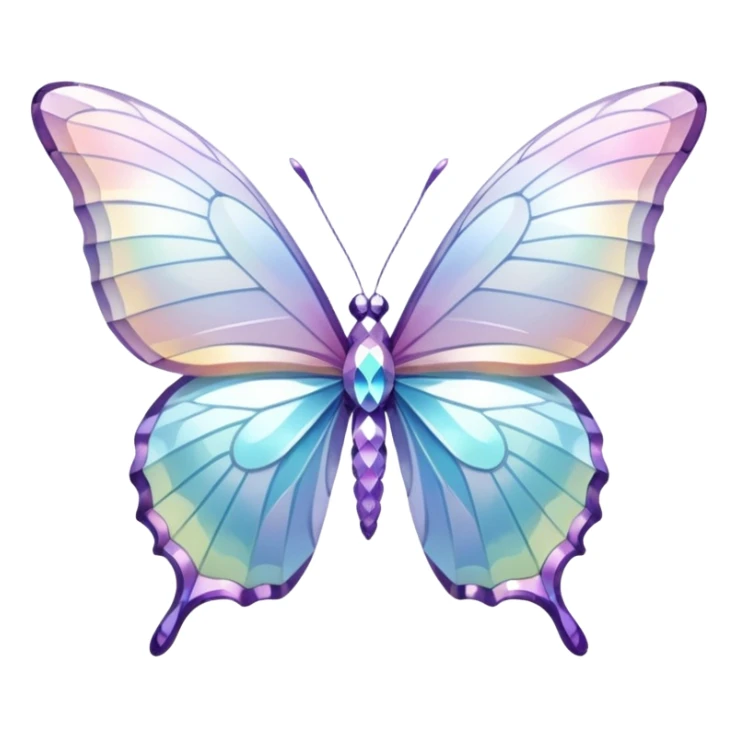 Pastel white iridescent glass crystal butterfly sticker