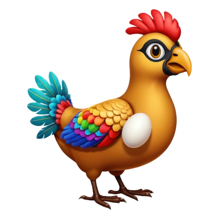 A 3D cartoon Sankofa bird with its head turned backward holding an egg in its beak, symbolizing learning from the past, vibrant colors, smooth lighting, Memoji-style rendering. sticker