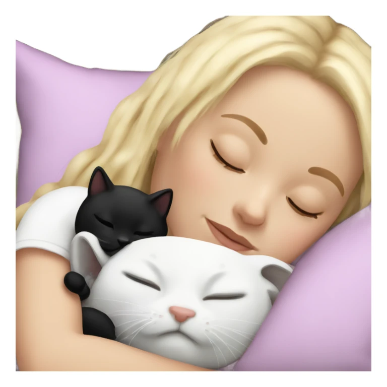 White girl blonde hair sleeping with black and white kitty sticker