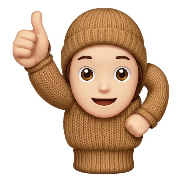 thumbs up fist in brown knit mitten sticker