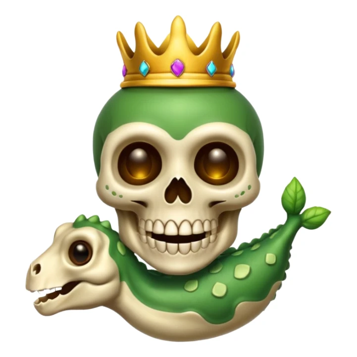 Haz un emoji de una calavera platinada riéndose con la rana René  sticker