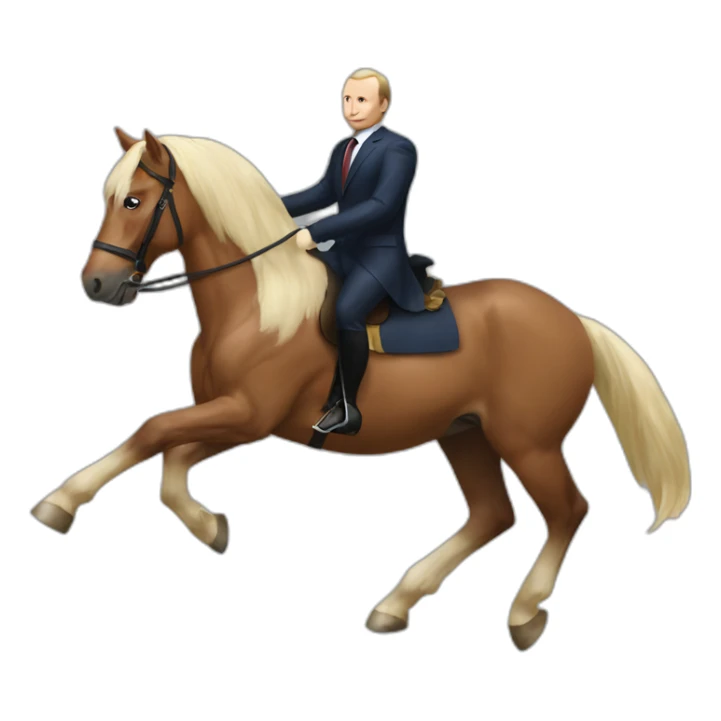 putin riding a horse but the horse is macron sticker