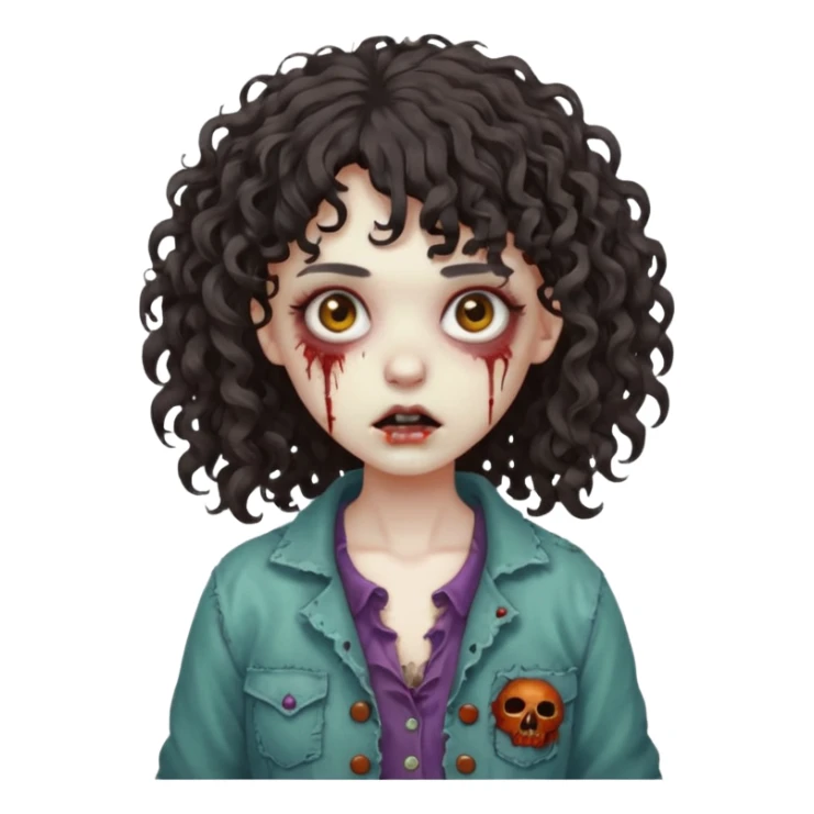 Zumbie girl with curly hair, with curly bangs sticker