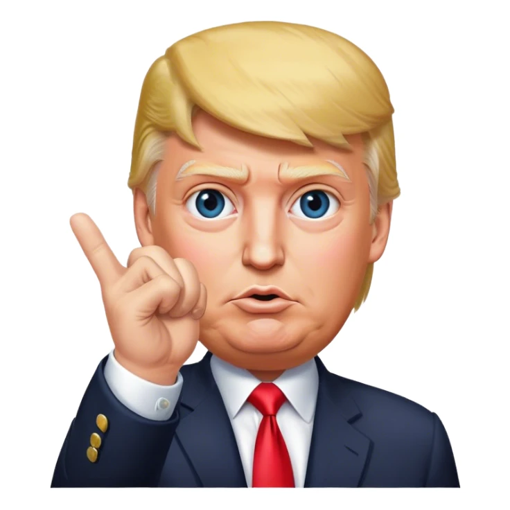 Super realistic Donald Trump pointing index finger up, realistic face sticker