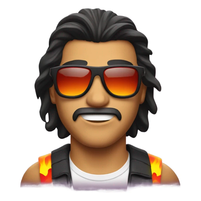 Man with mullet. Sunglasses, and fire in background sticker